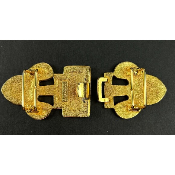 Vintage Accessocraft NYC Bold Interlocking Belt Buckle Gold Tone Signed main image 10